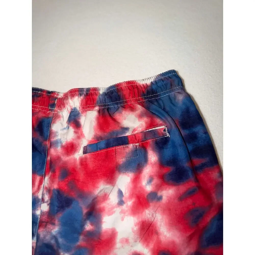 Walnut & 39th men’s tie dye red, white and blue patriotic swim trunks